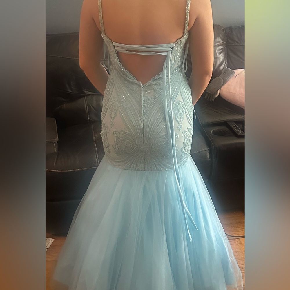 Worn once to prom. Dress bought at Diane & Co for $700+ - size 2.